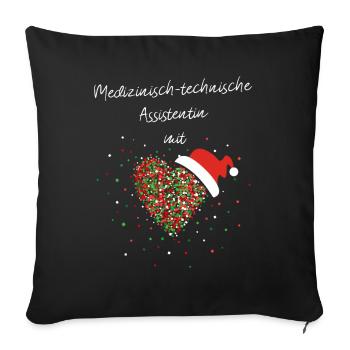 MTA mit Herz Nikolausmütze Weihnachtsmotiv Xmas - Sofakissenbezug 45 x 45 cm - Schwarz - Vorne
