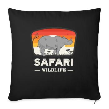 Safari Wilderness Rhinoceros Retro Rhino Animal Love - Housse de coussin décorative 45 x 45 cm - noir - Devant