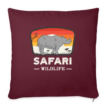 Safari Wilderness Rhinoceros Retro Rhino Animal Love - Housse de coussin décorative 45 x 45 cm - bordeaux - Devant