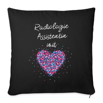 Radiologieassistenzin mit Herz Assistentin CT MRT - Sofakissenbezug 45 x 45 cm - Schwarz - Vorne