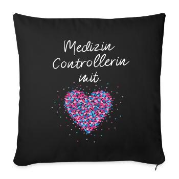 Medizincontrollerin mit Herz Krankenhausleitung - Sofakissenbezug 45 x 45 cm - Schwarz - Vorne
