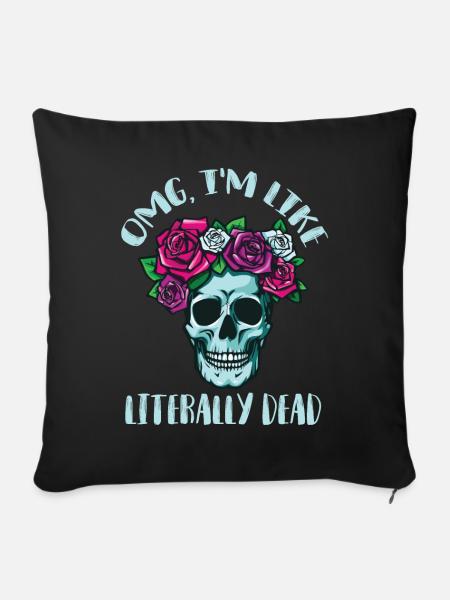 Skull Roses Wreath Red Rose Bones Death Dead - Sofa pillowcase 17,3'' x 17,3'' (45 x 45 cm) - black