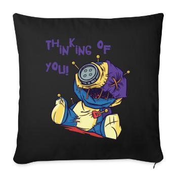 Thinking Of You Voodoo Doll Creepy Halloween Witch - Sofa pillowcase 17,3'' x 17,3'' (45 x 45 cm) - black - Front