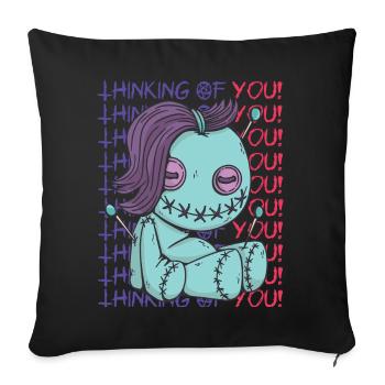 Creepy Voodoo I'm thinking of you! Creepy Ha - Sofa pillowcase 17,3'' x 17,3'' (45 x 45 cm) - black - Front