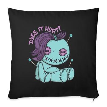 Does it hurt? Zombie Voodoo Doll Halloween Witchcraft - Sofa pillowcase 17,3'' x 17,3'' (45 x 45 cm) - black - Front