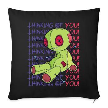 Voodoo Doll Witchcraft Think of You Creepy Hello - Sofa pillowcase 17,3'' x 17,3'' (45 x 45 cm) - black - Front