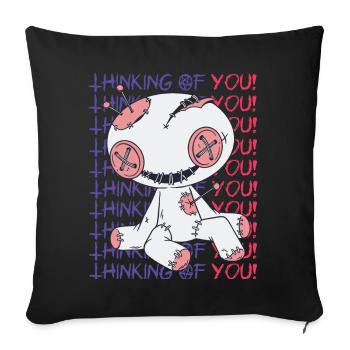 Creepy Voodoo Doll That Thinks of You Witchcraft - Sofa pillowcase 17,3'' x 17,3'' (45 x 45 cm) - black - Front