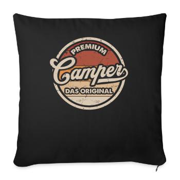 Camper Original Wohnwagen Lustiges Camping - Sofakissenbezug 45 x 45 cm - Schwarz - Vorne
