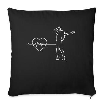 Battement de cœur chantant - Housse de coussin décorative 45 x 45 cm - noir - Devant