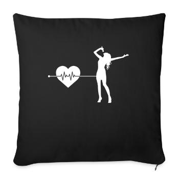 Battement de cœur chantant - Housse de coussin décorative 45 x 45 cm - noir - Devant