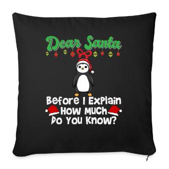 Dear Santa Before I Explain How Much Do You Know - Sofa pillowcase 17,3'' x 17,3'' (45 x 45 cm) - black - Front