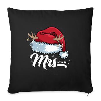 Santa Claus Cap Mrs. Outfit for Christmas - Sofa pillowcase 17,3'' x 17,3'' (45 x 45 cm) - black - Front