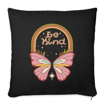 Retro Butterfly Friendly Flower Automne Printemps - Housse de coussin décorative 45 x 45 cm - noir - Devant