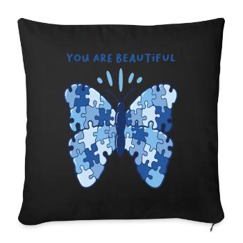 Patchwork Butterfly Be Beautiful Butterfly - Housse de coussin décorative 45 x 45 cm - noir - Devant