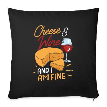 Fromage et vin et je suis un amoureux de l’amour - Housse de coussin décorative 45 x 45 cm - noir - Devant