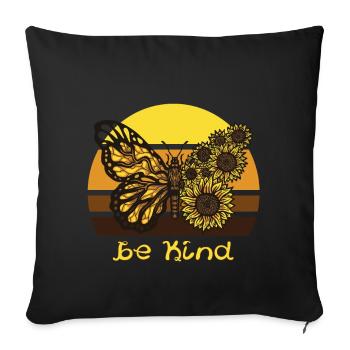 Être enfant papillon tournesol papillons L - Housse de coussin décorative 45 x 45 cm - noir - Devant