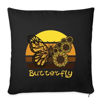 Sunflower Butterfly Love Butterflies Her - Sofa pillowcase 17,3'' x 17,3'' (45 x 45 cm) - black - Front