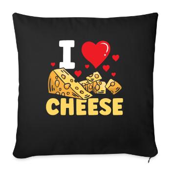 I love cheese lovers sweet sayings - Sofa pillowcase 17,3'' x 17,3'' (45 x 45 cm) - black - Front
