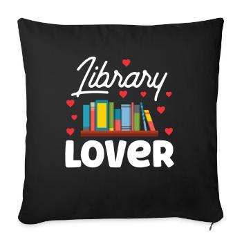 Bibliophile Bibliothécaire Livres Proverbes - Housse de coussin décorative 45 x 45 cm - noir - Devant
