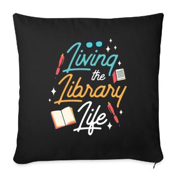 La vie à la bibliothèque Livres bibliothécaires - Housse de coussin décorative 45 x 45 cm - noir - Devant