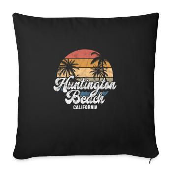Huntington Beach California USA America Gift - Sofa pillowcase 17,3'' x 17,3'' (45 x 45 cm) - black - Front