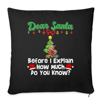 Dear Santa Before I Explain How Much Do You Know - Sofa pillowcase 17,3'' x 17,3'' (45 x 45 cm) - black - Front