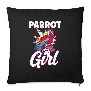 Perroquet Fille Mignon Animal Perroquets Pet - Housse de coussin décorative 45 x 45 cm - noir - Devant