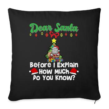 Dear Santa Before I Explain How Much Do You Know - Sofa pillowcase 17,3'' x 17,3'' (45 x 45 cm) - black - Front