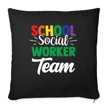 Équipe de travailleurs sociaux en milieu scolaire École de travail social - Housse de coussin décorative 45 x 45 cm - noir - Devant