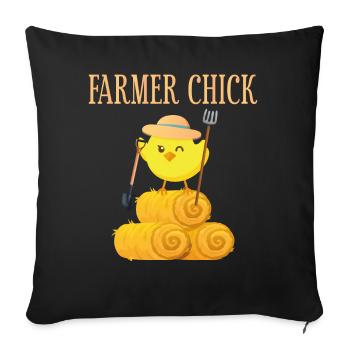 Farming Farmer Girl Chicken Farmer - Sofakissenbezug 45 x 45 cm - Schwarz - Vorne