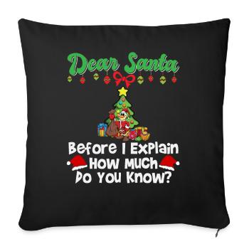 Dear Santa Before I Explain How Much Do You Know - Sofa pillowcase 17,3'' x 17,3'' (45 x 45 cm) - black - Front