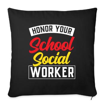 Honorez votre école Travailleur social en travail social scolaire - Housse de coussin décorative 45 x 45 cm - noir - Devant