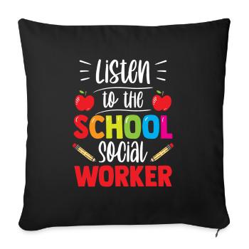 Ecouter le métier de travailleur social scolaire - Housse de coussin décorative 45 x 45 cm - noir - Devant