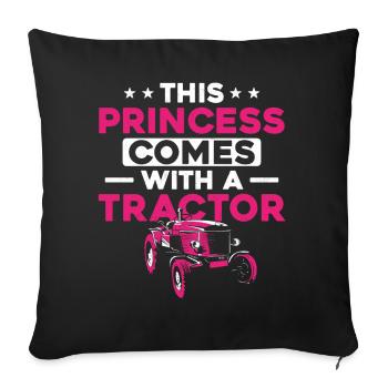Farming Farmer Girl Female Tractor - Sofakissenbezug 45 x 45 cm - Schwarz - Vorne