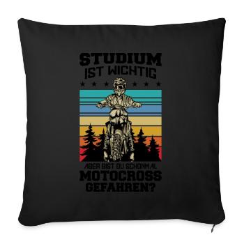 Dirtbike Motocross - Sofakissenbezug 45 x 45 cm - Schwarz - Vorne