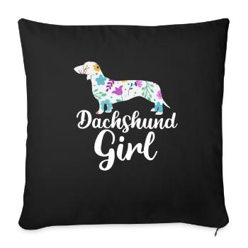 Dachshund Girl - Sofa pillowcase 17,3'' x 17,3'' (45 x 45 cm) - black - Front