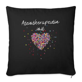 Atemtherapeutin mit Herz Atemberaterin Therapie - Sofakissenbezug 45 x 45 cm - Schwarz - Vorne