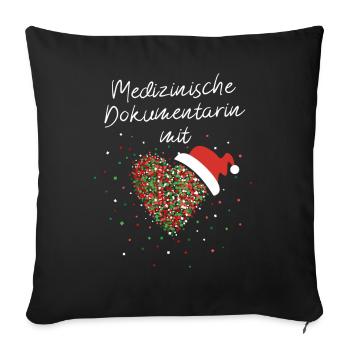 Medizinische Dokumentarin mit Herz Nikolausmütze - Sofakissenbezug 45 x 45 cm - Schwarz - Vorne