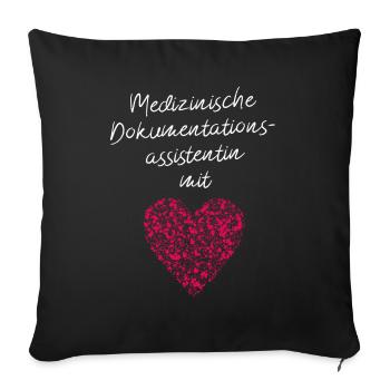 Dokumentationsassistentin mit Herz Pharmazie - Sofakissenbezug 45 x 45 cm - Schwarz - Vorne