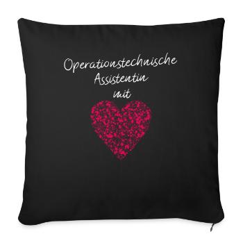 OTA mit Herz Operationstechnik Operationssaal - Sofakissenbezug 45 x 45 cm - Schwarz - Vorne