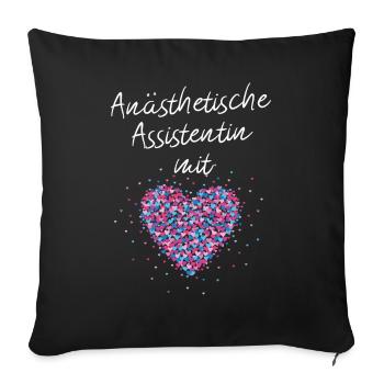 Anästhetische Assistentin mit Herz Anästhesie - Sofakissenbezug 45 x 45 cm - Schwarz - Vorne