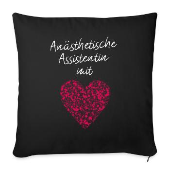 Anästhetische Assistentin mit Herz Operation - Sofakissenbezug 45 x 45 cm - Schwarz - Vorne