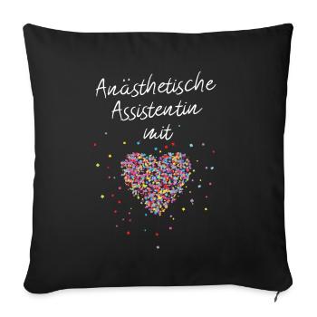 Anästhetische Assistentin mit Herz ATA Narkose - Sofakissenbezug 45 x 45 cm - Schwarz - Vorne