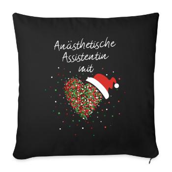 Anästhetische Assistentin mit Herz Weihnachtsmotiv - Sofakissenbezug 45 x 45 cm - Schwarz - Vorne