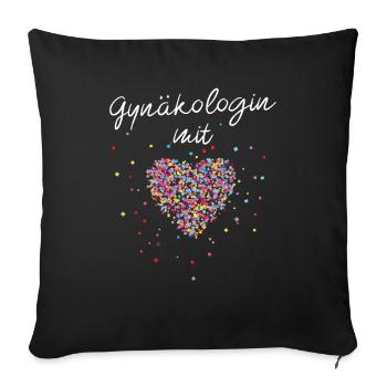 Gynäkologin mit Herz Frauenärztin Gynäkologie - Sofakissenbezug 45 x 45 cm - Schwarz - Vorne