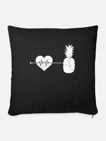 Ananas Herzschlag - Sofakissenbezug 45 x 45 cm - Schwarz