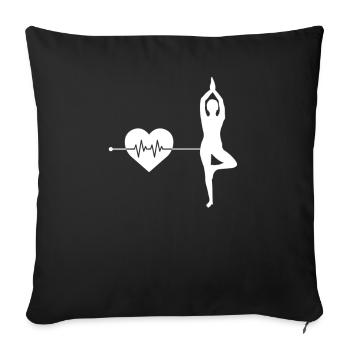 Rythme cardiaque de yoga - Housse de coussin décorative 45 x 45 cm - noir - Devant