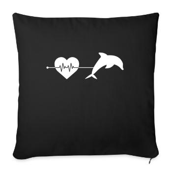Battement de cœur de dauphin - Housse de coussin décorative 45 x 45 cm - noir - Devant