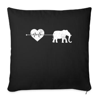 Battement de cœur d’éléphant - Housse de coussin décorative 45 x 45 cm - noir - Devant