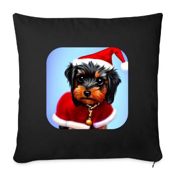Yorkshire Terrier Chiot - Housse de coussin décorative 45 x 45 cm - noir - Devant
